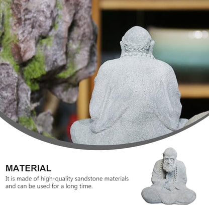 Buddha Statue Ornament Chinese Style Sculpture Garden Decor Sandstone Zen Home