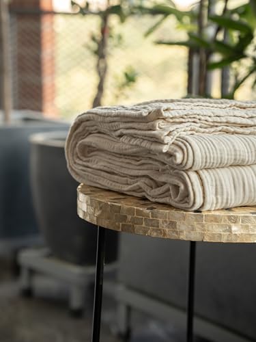 4-Layer Muslin Cotton Bed Blanket Twin Size (66 x 90 inches) – Soft, Breathable, Lightweight All-Season Gauze Blanket, Machine Washable – Beige - color: Beige, size: Twin (66 x 90 inches)