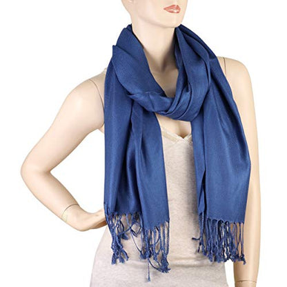Falari Women's Soft Solid Color Pashmina Shawl Wrap Scarf, for Wedding, Bridesmaid Gifts, Evening Dress - color: Light Navy