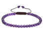 Keleny Natural Gemtones 4mm Round Beads Crystal Adjustable Braided Macrame Tassels Bracelets Unisex - color: Purple A Grade Amethyst