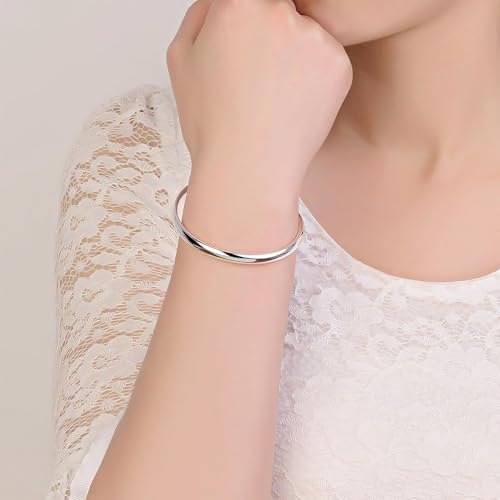 Handmade 925 Sterling Silver Bangle Bracelet Simple Silver/Gold Adjustable Cuff Bangles Durable Stainless Steel bracelet for Men &Women Daily Jewelry Gift for Anniversary Birthday Gift - color: Color 38