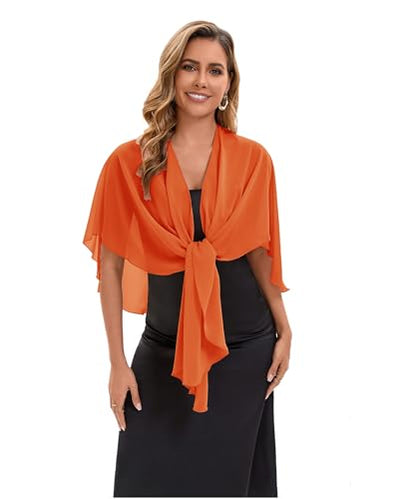 Baoqiya Chiffon Shawl Evening Scarf Shawls and Wraps for Women Wedding Party Bridal Scarves Cover Ups - color: Orange