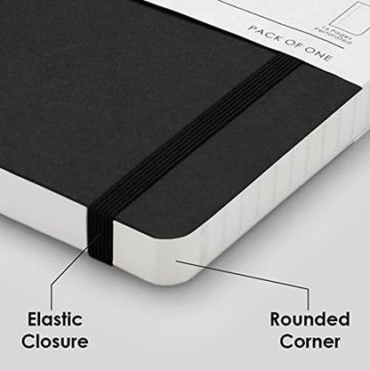 myPAPERCLIP Limited Edition A5 Checks/Square Grid Notebook | 192 Pages, 100 GSM, Soft Cover, A5 (5.83 × 8.27 in) | Flat Lay | Bookmark & Elastic Closure | Black - color: Black, style: Checks