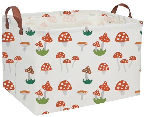 Kids Basket Mushroom Baskets Boys and Girls Basket Rectangular Cute Storage Bin for Room Decor(Mushroom) - color: Mushroom