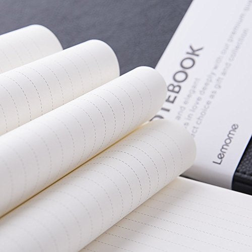 Lemome Ruled Notebook/Journal - Lined Journal for Writing, 5.75'' x 8.4'' Notebook Journal, 146 pages Faux Leather Notebook with Thick Paper, Waterproof Hardcover, Elastic Closure - color: black