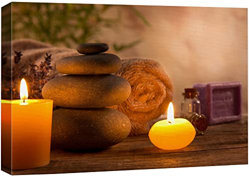 wall26 Canvas Print Wall Art Zen Pilates Tropical Plant Massage Stone Candles Yoga Nature Photography Realism Rustic Scenic Landscape Colorful Relax/Calm for Living Room, Bedroom, Bathroom - 12"x18" - color: A08-2205-vee03, size: 18"L x 12"W
