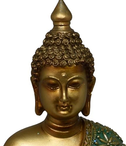 Meditating Zen Sitting Thai Buddha Statue Figurines Sculpture Praying Collectibles for Home Decor Room Office Indoor/Outdoor Garden Spiritual Gifts (10 Inch) - size: 10 Inch