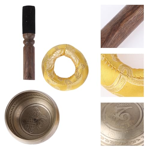 BESTonZON Tibetan Singing Bowl Spiritual Sound Bowl with Mallet and Cushion for Yoga Meditation Healing Mindfulness Portable Handheld
