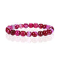 Cherry Tree Collection Gemstone Beaded Stretch Bracelet 8mm Round Beads 7" - color: Lace Agate -Fuchsia/Pink