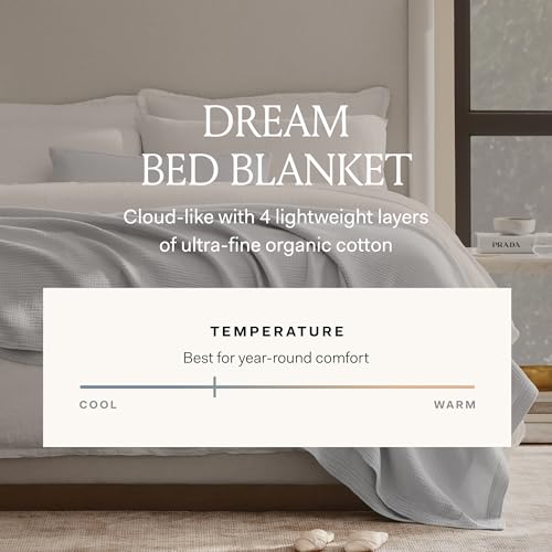 BOLL & BRANCH Dream Bed Blanket - Twin/Twin XL, Mist - Luxury 100% Organic Cotton - Soft, Lightweight and Breathable - Cloud-Like Touch - color: Mist, size: Twin/Twin XL