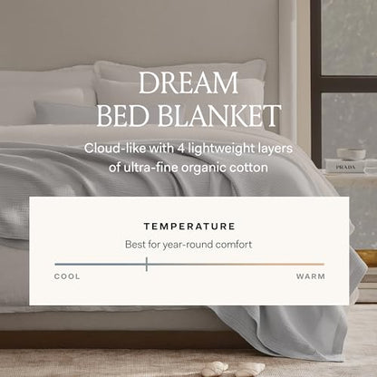 BOLL & BRANCH Dream Bed Blanket - Twin/Twin XL, Mist - Luxury 100% Organic Cotton - Soft, Lightweight and Breathable - Cloud-Like Touch - color: Mist, size: Twin/Twin XL