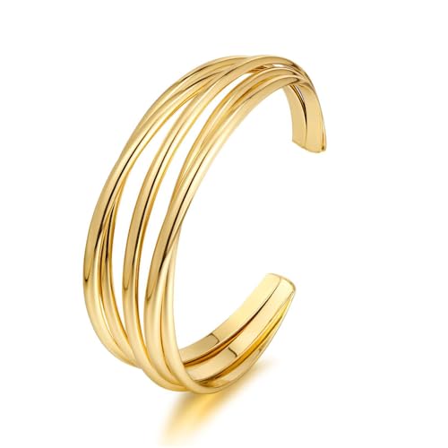 SYHO Stackable Bracelets for Women Gold Cuff, Adjustable Minimalist Dainty Chain Bracelets Set Jewelry Gifts for Her