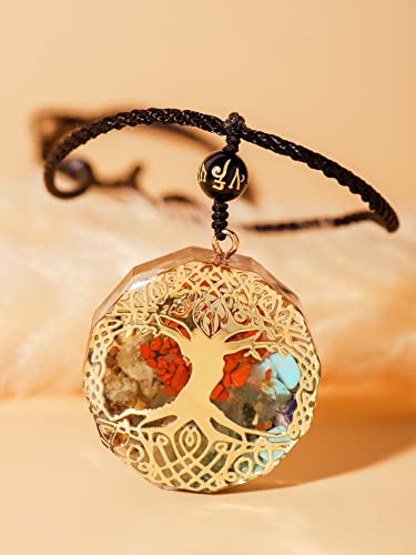 MINACHI Orgone Necklace, 7 Chakra Stone Orgonite Pendant for Spiritual Healing and Positive Energy Meditation - color: Tree of Life