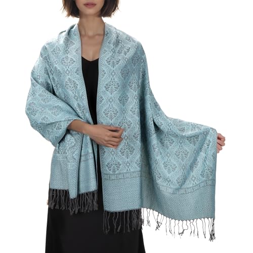 MUQU Women Pashmina Shawls and Wraps Scarf–Soft, Cozy, Lightweight and Versatile Wrap–Elegant Paisley Patterns–All Seasons