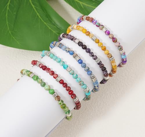Beaded Bracelet Adjustable Stone String Bracelet Bohemian Colorful Beads Strand Bracelets for Women