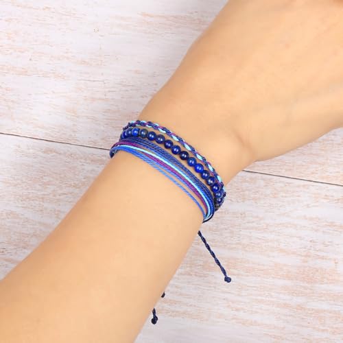 QOGIR Handmade Healing Bracelet,6mm Natural Gem Stone Bracelet rope bracelet - color: Lapis(Wisdom and Truth), size: 4mm