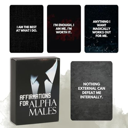 Daily Positive Affirmations for Men 50 Power Cards Mantras for Confidence, Discipline & Dominance Manifest Your Inner Leader, Attract Success Motivational & Inspirational, Birthday Gift for Him - style: Alphamale Affirmation