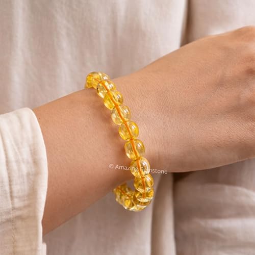 Amazing Gemstone Crystal Bracelet for Women Men's Gifts - Protection Healing Crystal Bracelet - 8mm Gemstone Beaded Stretchable Bracelet Pulseras Para Hombres Mujer Stocking Stuffers Mothers Day Gift (Citrine) - color: Citrine