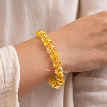 Amazing Gemstone Crystal Bracelet for Women Men's Gifts - Protection Healing Crystal Bracelet - 8mm Gemstone Beaded Stretchable Bracelet Pulseras Para Hombres Mujer Stocking Stuffers Mothers Day Gift (Citrine) - color: Citrine