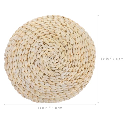 Straw Weave Meditation Cushion 30x6cm Handmade Tatami Yoga Seat Mat with Space Cotton Filling, Hand-Woven Worship Cushion for Indoor Meditation and Yoga