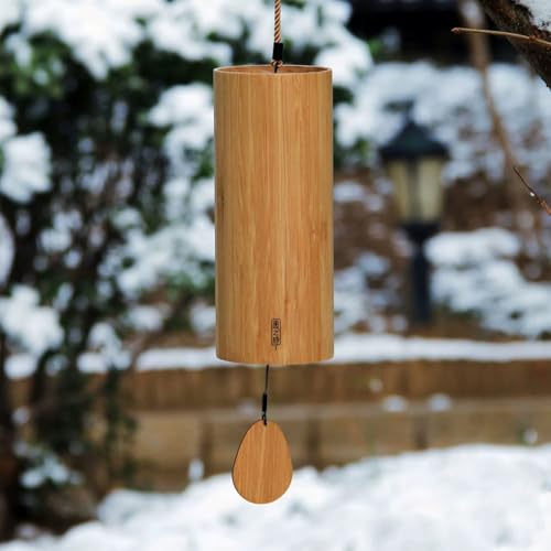 Meditation Bamboo Wind Chimes, Wood Wind Bell for Sound Bath Relaxation Home Decoration(Winter) - color: Winter
