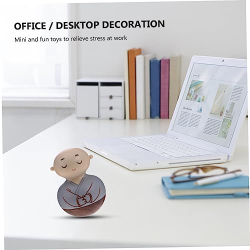 ABOOFAN Wooden Monk Tumbler Table Decoration Handcrafted Wooden Crafts Desktop Ornament for Home Decor Creative for Meditation and Relaxation