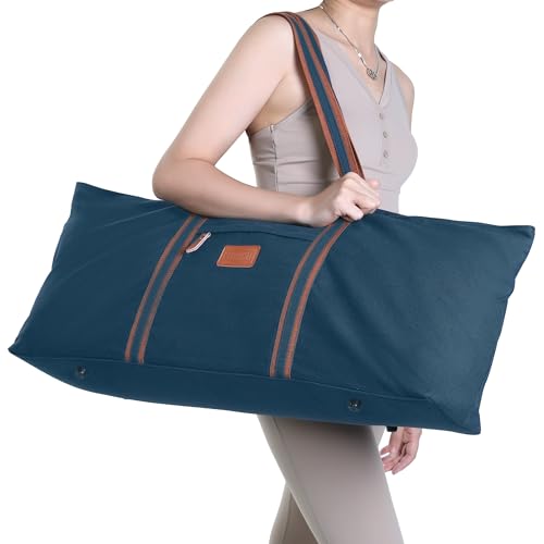 with Multi-Functional Storage Pockets Full-Zip Extra Large Yoga Mat Tote Bag Sports Gym Pilates Bag - color: Blue