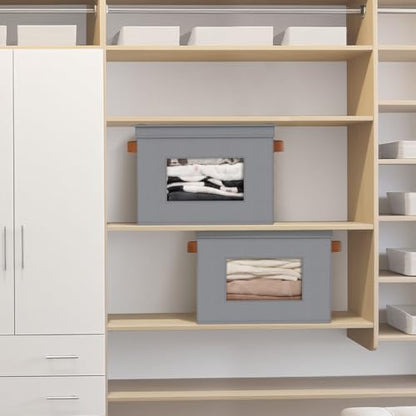 Univivi Storage Bins with Lids Collapsible Foldable Closet Storage Boxes for Clothes [3-Pack] Containers boxes with Handles Closet Storage for Home, Office, Bedroom (Grey,17" x 12"x 12")