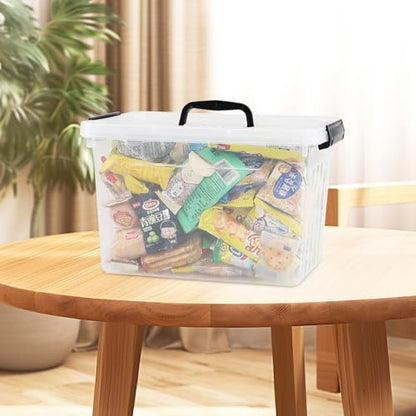 12 Quart Plastic Storage Latch Box with Handle, Plastic Bin with Lid, 6 Pack