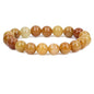 Keleny Fashion Crystal Man Women Stretch Bracelet 10mm Round Beads Rock Jasper 7 Inch Unisex - color: Multicolor Yellow Quartzite