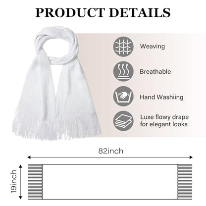 Sumolux Shawls Wraps for Evening Dresses Metallic Glitter Shawls Scarf for Women Sparkling Wedding with Free Buckle - color: White