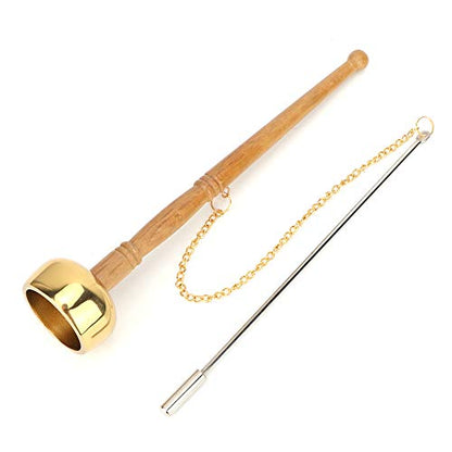 Brass Hand Bell, Buddhist Supplies Wooden Handle Singing Scripture Implement With Classic Design for Collection or Gifts