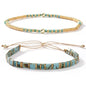 Tila Flat Beaded Stretch Bracelets for Women Stackable Gold Colorful Seed Beads Boho Bracelet Stack Adjustable Rope String Friendship Jewelry Trendy Holiday Gift - color: Green