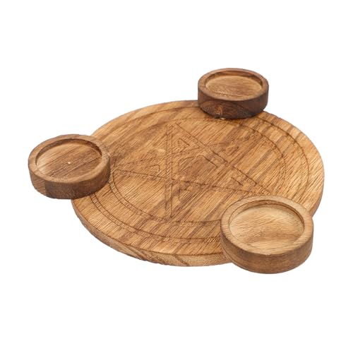 Pentagram Wooden Candle Holder Eco-Friendly Altar Decor for Rituals Tarot and Home Decoration Elegant Five-Pointed Star Design for Spiritual Ceremonies
