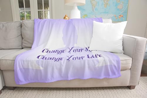 3dRose Meditation- Change Your Mind, Change Your Life- Inspirational Silktouch Minky Blanket