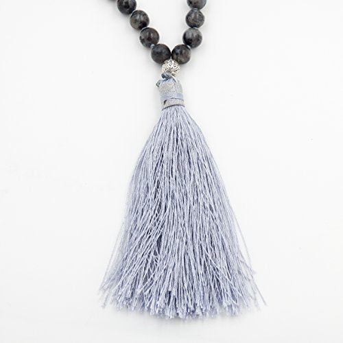 mala Beads Necklace for Women Man, mala Bracelet, Prayer Beads Necklace - color: black labradorite