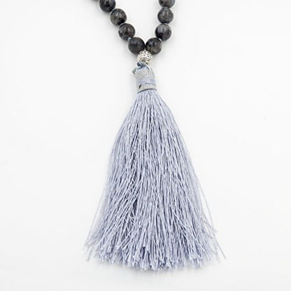 mala Beads Necklace for Women Man, mala Bracelet, Prayer Beads Necklace - color: black labradorite