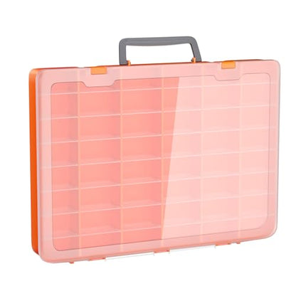 48 Grids Large Plastic Organizer Box with Adjustable Dividers, Beads Storage Containers Compartment Tackle Box Case for Crafts Hobby Small Parts Fishing Seeds Jewelry (Orange) - size: Orange-1P