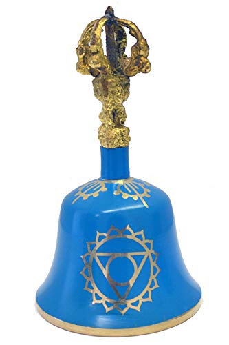Tibetan Bell note A B C D E F G Chakra Meditation harmony 5.5" long (Sea Blue "Throat Chakra" (Note "A"))
