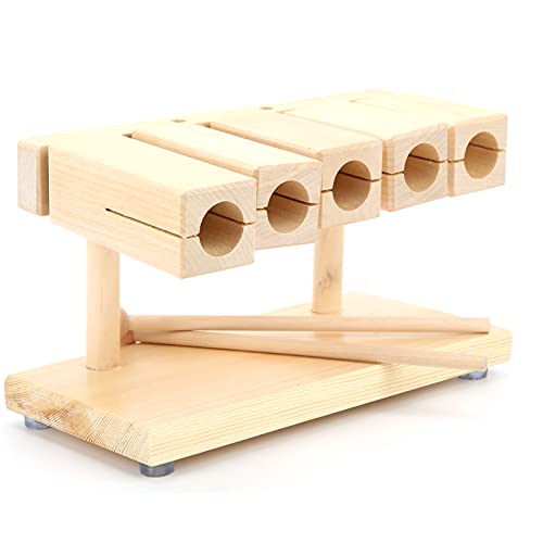 Wood Percussion Block, 5 Tone Rhythm Maple Clapper with Hammer for Children Rhythm Lessons, Folk Instrumental Ensemble