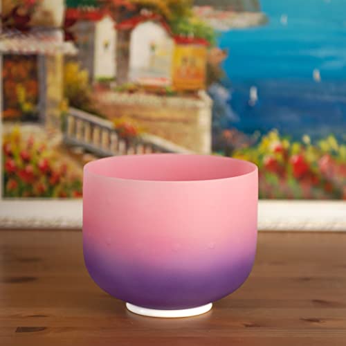 TOPFUND Pink Purple F Note Crystal Singing Bowl Heart Chakra 8 inch with Carrying Case and Suede Mallet - color: Pink Purple F Note, size: 8 inch
