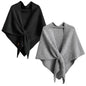 Shawl Wraps For Women,Womens Knitted Knotted Shawls Wool Cashmere Shoulder Top Sweater Shawl Scarf for Fall Winter - color: Black Gray
