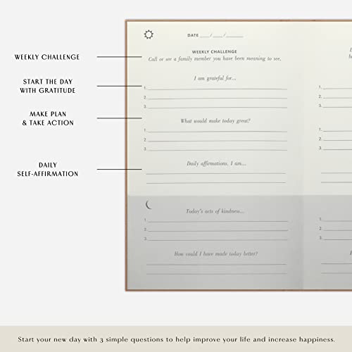 The Gratitude Journal : More Happiness, Positivity, Affirmation, Productivity, Mindfulness & Self Care - A Simple Undated Hardcover Daily Guide Planner for Women & Men (Brown) - color: Brown