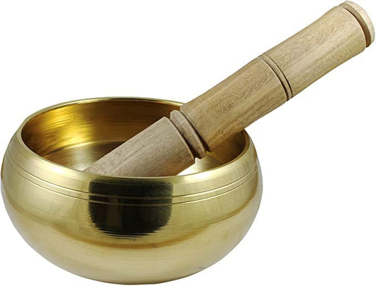 Devyom Christmas Ideas Gift Brass Metal Tibetan Singing Bowl Red - 4" Musical Instrument For Meditation With Stick - For Meditation And Healing