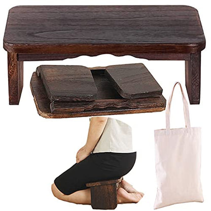 Kneeling Chair,Meditation Bench Kneeling Stool,Perfect Wooden Kneeling Stool Ergonomic Kneeling Meditation Yoga Bench, with Locking Hinges, for Tea Ceremony, Yoga, Praying, Deep Meditation Bench(Black - color: Black