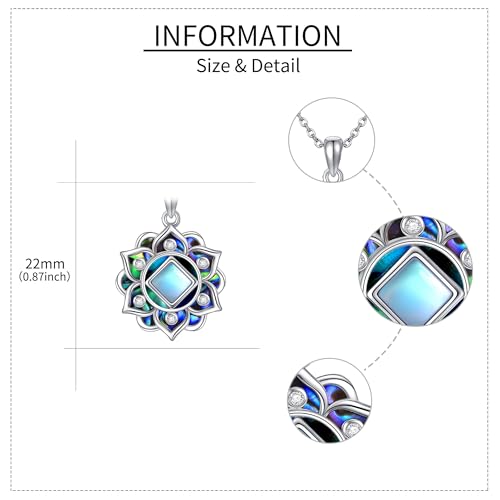 ONEFINITY Lotus Necklace 925 Sterling Silver Moonstone Pendant Necklace Yoga Lotus Jewelry for Women - style: NA lotus