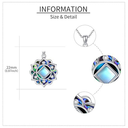ONEFINITY Lotus Necklace 925 Sterling Silver Moonstone Pendant Necklace Yoga Lotus Jewelry for Women - style: NA lotus