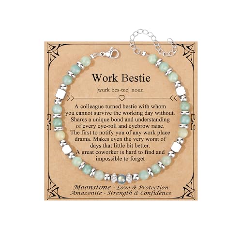 JoycuFF 𝗚𝗶𝗳𝘁𝘀 𝗳𝗼𝗿 𝗪𝗼𝗺𝗲𝗻 𝗠𝗼𝗼𝗻𝘀𝘁𝗼𝗻𝗲 𝗕𝗿𝗮𝗰𝗲𝗹𝗲𝘁 Amazonite Colorful Imperial Jasper Stainless Steel Beads Bracelets, Graduation Christmas Valentines Mothers Day Birthday Gifts - style: Work Bestie Gifts for Women-Amazonite