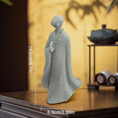 Meditation Faceless Monk Statue, Sandstone Buddha Monk Figure Decoration for Minimalism Space/Desktop Ornament