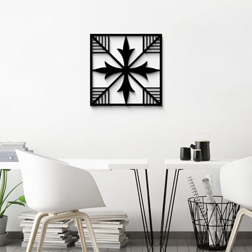 GlintHome Black Metal Wall Art - Minimalist 3D Textured Abstract Sculptures Wall Art for Living Room Garden Bedroom Office Bathroom Home Decor - color: Black-001, size: Small